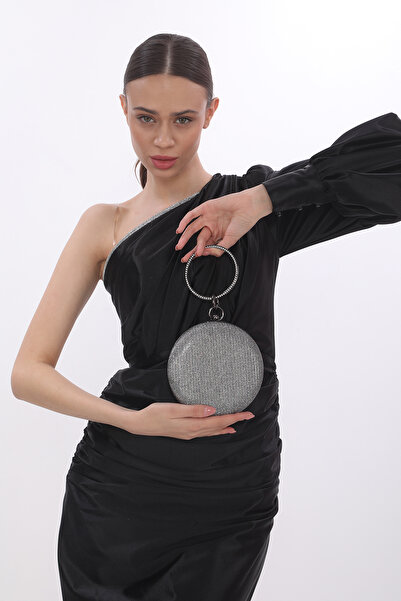 womenacs Smoked Platinum Color Chupra Patterned Stoned Bracelet Ring Evening Dress Portfolio Clutch Bag