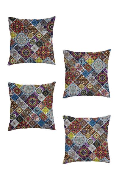 Gofre Home Husă de pernă decorativă din 4 bucăți cu model mozaic imprimat dig...