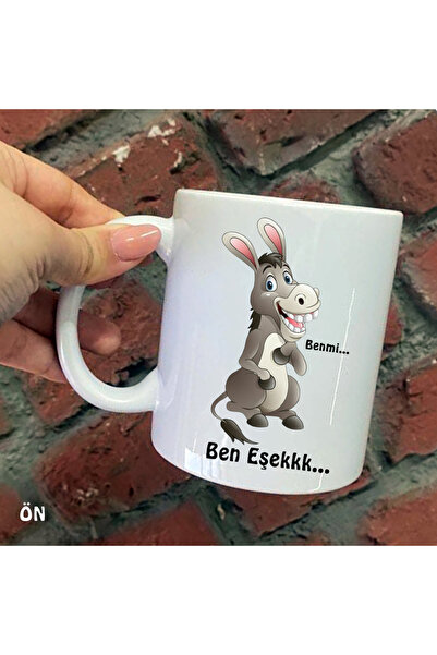 Hediyeciabla Size Özel Ben mi Ben Eşek Seramik Baskılı Kupa Bardaklar