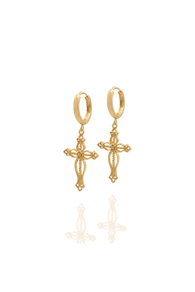 Kimolos 925 AYAR GÜMÜŞ ÖZEL TASARIM HAÇ KÜPE