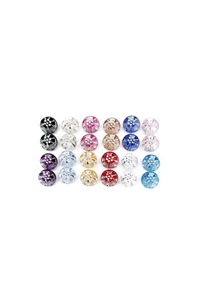 platin hediyelik Set de 120 de nasturi cu model de flori transparente, nastur...