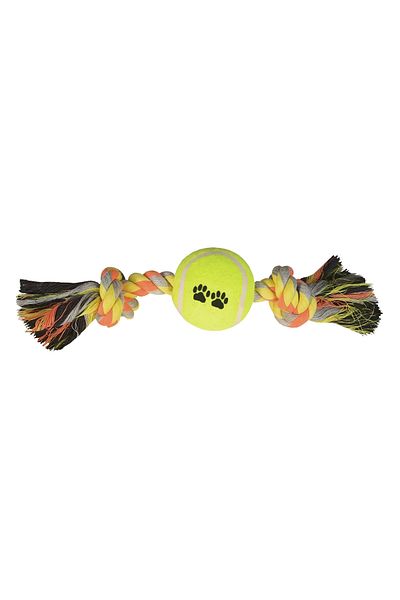 Markapet Yellow Dog Dental String - 7-26 cm, Short Knotted Tennis Ball