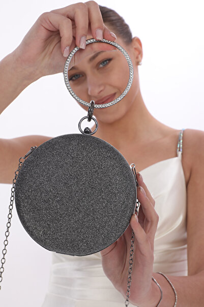 womenacs Жіноча сумочка-клатч з блискітками, платиновим кольором і камінням