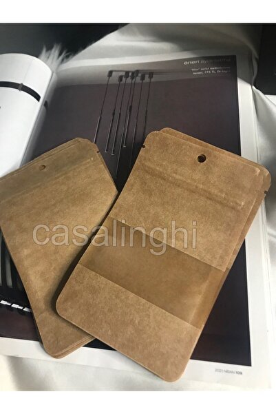 bisaccia Kraf Doypack Pencereli Ön Şeffaf 8,5x14,5 cm 10 Adet