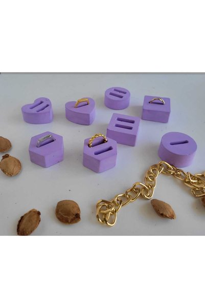 KARRA 8 Pieces Concrete Ring Holder Stand