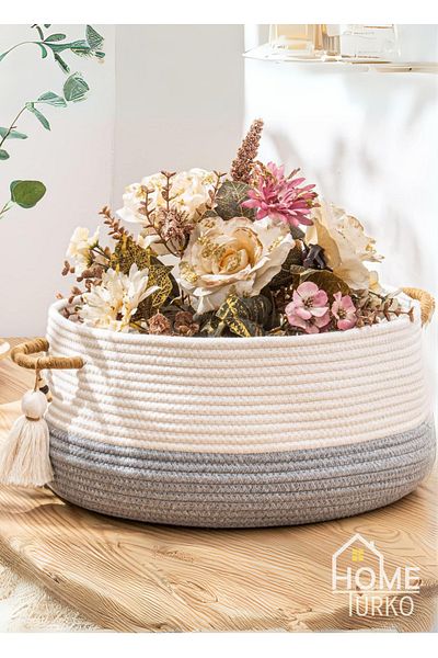 HomeTurko Turko Jute Decorative Scandinavian and Bohemian Basket - Organizer and Organizer
