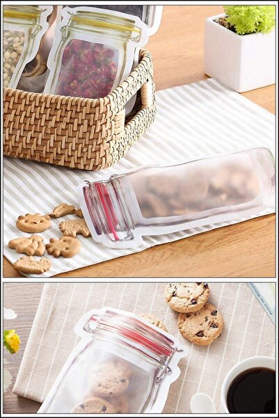 EARABUL 9 Adet 3 Boy Kavanoz Görünümlü Kilitli Saklama Kabı / 150ml - 500ml - 1000ml