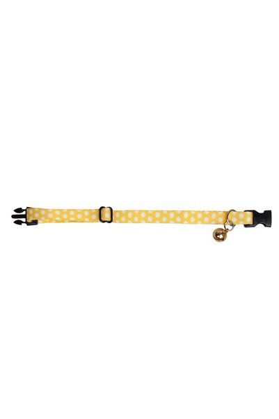 Pet Tag Art Adjustable Polka Dot Cat Collar with Safety Lock 22-30 Cm Yellow