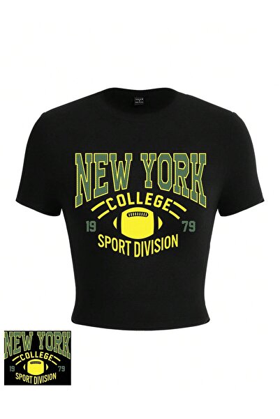 Jose Clothing بلوزة نسائية قصيرة الأكمام من القطن العضوي المطبوع باللون الأسود