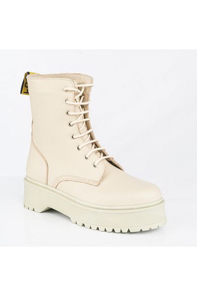PUGO WOMEN'S WHITE SOLE JADON BEIGE BOOTS