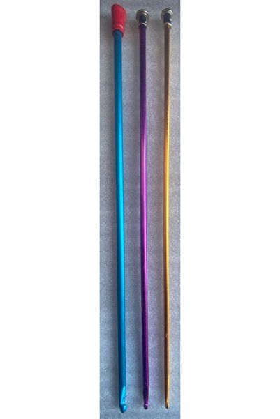 Yabalı 35 CM RENKLİ METALİK TUNUS TIĞ SETİ GAGALI ŞİŞLER 3 ADET KALIN NUMARALAR  (5/6/7)