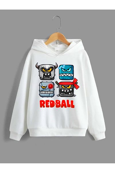 Baxia Hanorac alb cu glugă unisex Redball pentru copii Model01
