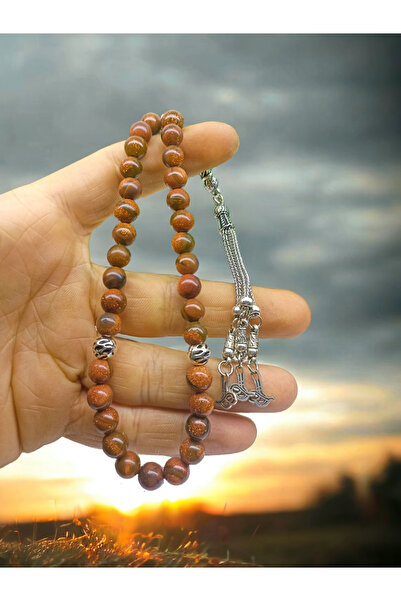 DOĞAL TAŞ CENNETİ Star Stone - Silver Coated and Certified Natural Rosary