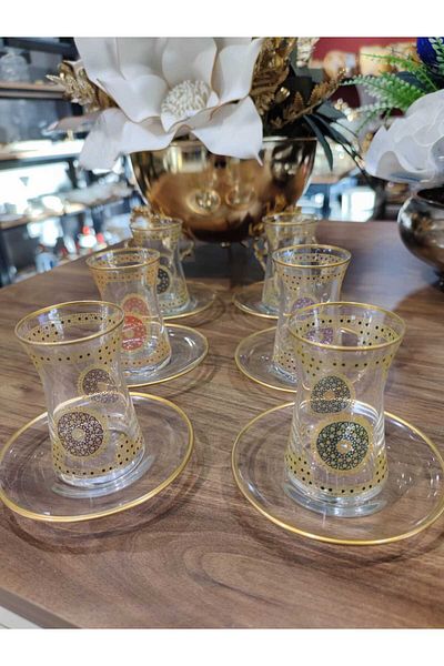 Paşabahçe PANDORAN'S BOX PASHABAHCE SPECIAL PRODUCTION COLOURED TEAP CUP SET FOR 6