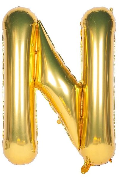 BEY AMBALAJ Foil Balloon Letter N Helium Balloon 100 Cm Gold Color - Letter N Balloon - Letter Foil Balloon