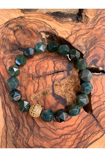 NehirTaş Special Cut Mossy Agate Bracelet