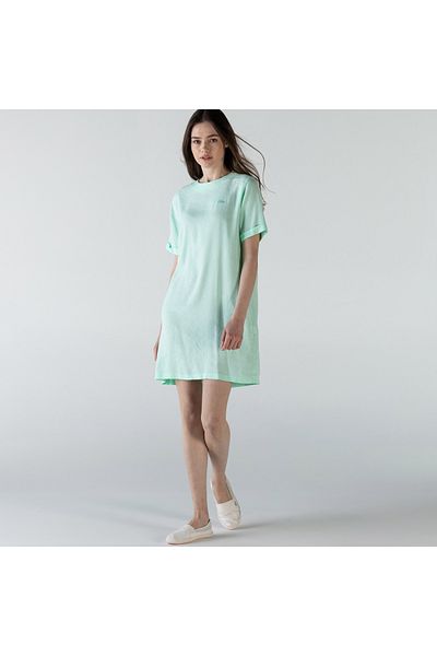 Lacoste Women's Short Sleeve Crew Neck Light Green Dress