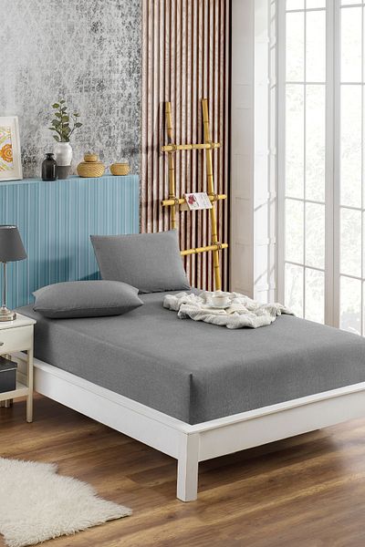 TABEA HOME 100% βαμβακερό διπλό ελαστικό σεντόνι 2 μαξιλαροθήκες
