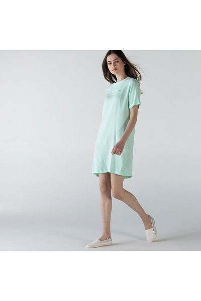 Lacoste Women's Short Sleeve Crew Neck Light Green Dress