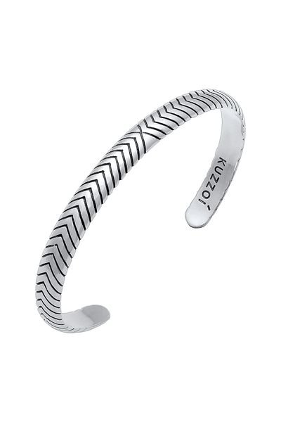 KUZZOI Kol Bandı Herren Armreif Oxidiert Offen Basic 925 Silber