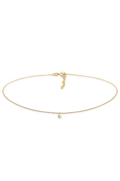 ELLI Labradorit Single 925 Sterling Silber vergoldet – Damen-Choker-Halskette