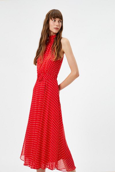 Koton Rot gemustertes Damenkleid