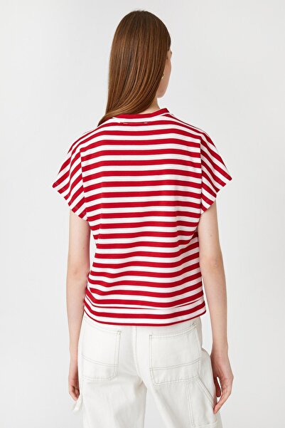 Koton Dámské červené pruhované tričko