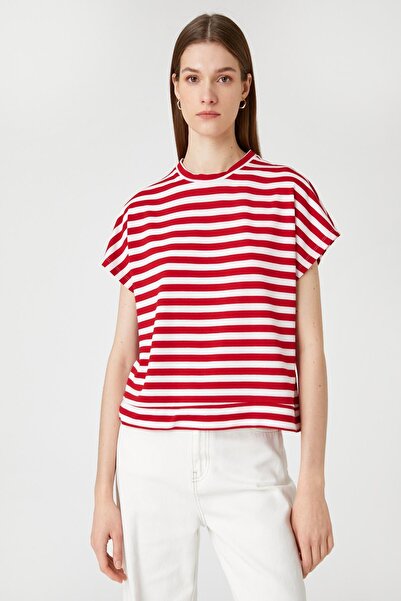 Koton Dámské červené pruhované tričko