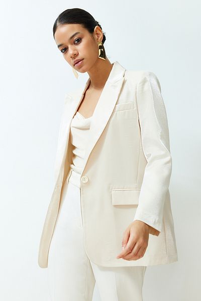 Trendyol Collection Μπουφάν σακάκι πέτρας Oversize Satin Woven TWOSS24BC00033