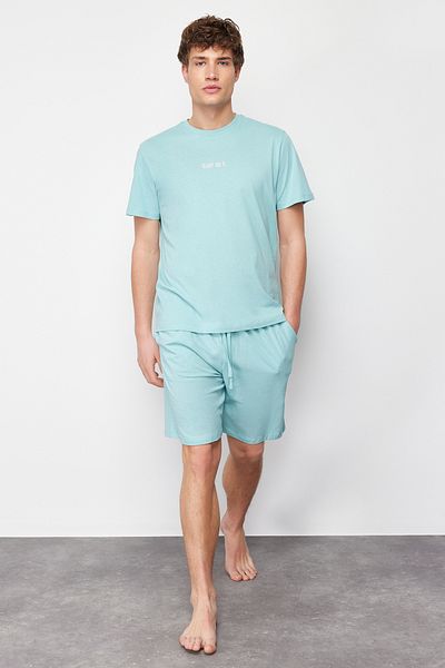 Trendyol Collection Πράσινη κανονική εφαρμογή πλεκτή καλοκαιρινή πιτζάμες με σορτς TMNSS23PT00038