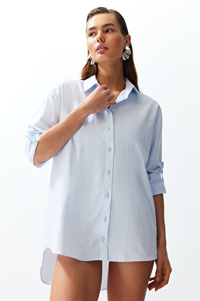 Trendyol Collection Kék csíkos szőtt stranding TBESS22GO0664