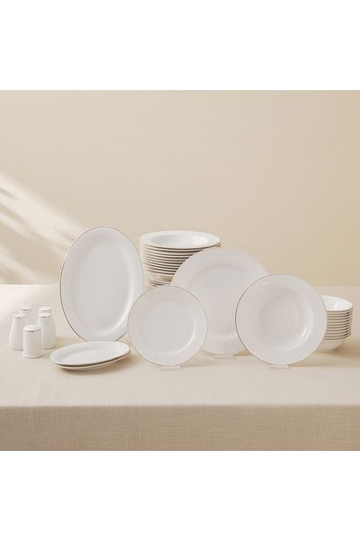 Karaca Lexi Gold 56-teiliges Tafelgeschirr-Set für 12 Personen Geschirrset 6 Personen mit Tasse