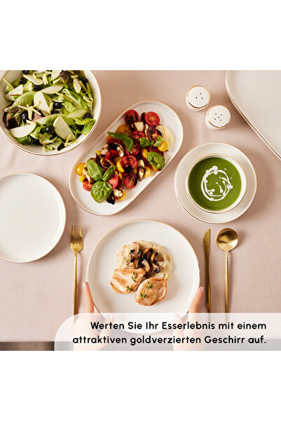 Karaca Streamline New Saturn Platinum 59-teiliges Porzellan-Geschirrset für 12 Personen