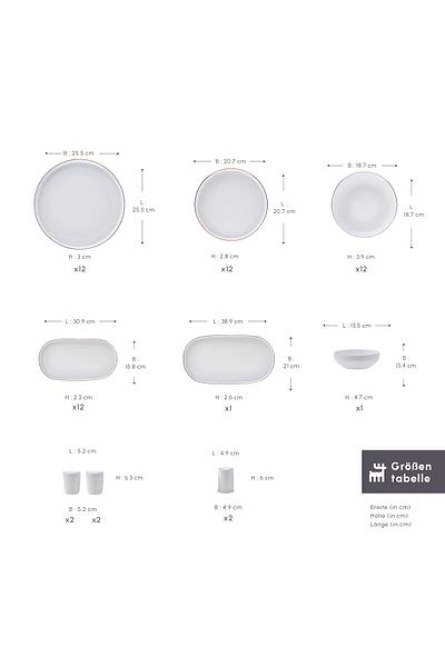 Karaca Streamline New Saturn Platinum 59-teiliges Porzellan-Geschirrset für 12 Personen