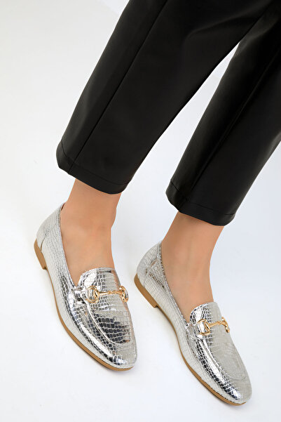 SOHO Γυναικείες μπαλαρίνες Silver Snake 17936