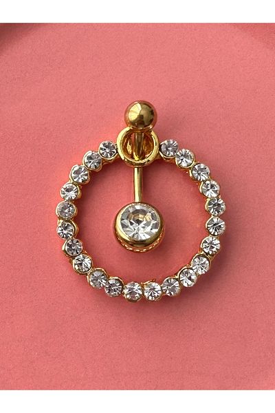 Amor Center Stylish 316L Steel Non-marking Navel Piercing with Stones