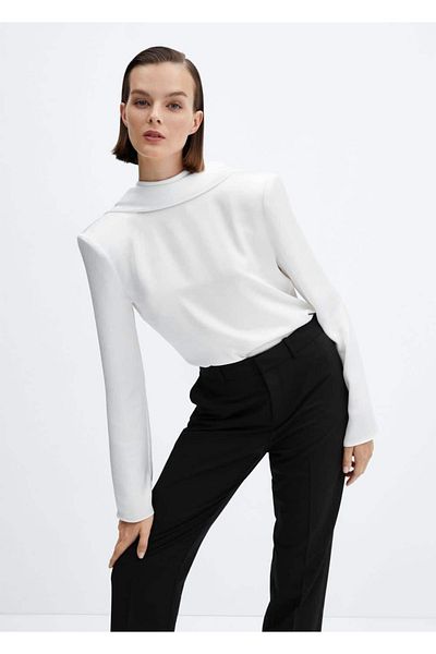 MANGO Woman Blouse with open back pads