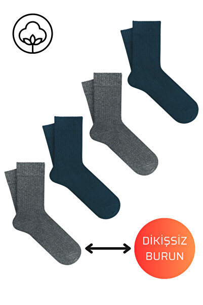 Fs Fresh Socks حزمة من 4 جوارب رجالية قطنية بدون خياطة للفصول الأربعة