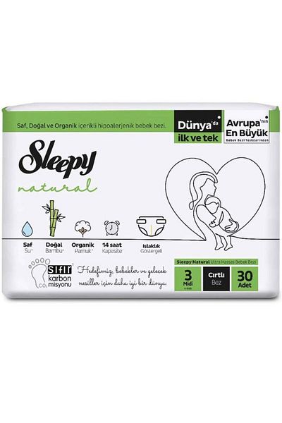 Sleepy Natural No: 3 Velcro Baby Diapers 30 Pieces8681212064602