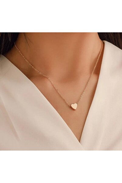 Hobisy Zarif ve Şık Minimal Altın Kaplama Çelik Kalp Kolye