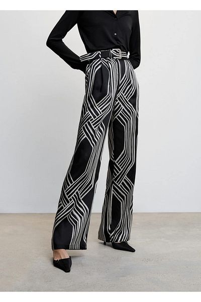 MANGO Woman Patterned Palazzo Trousers