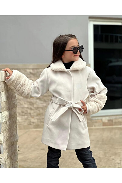 Bidunya kids Stamped Coat Collar and Sleeves Plush Lined Girls' Coat