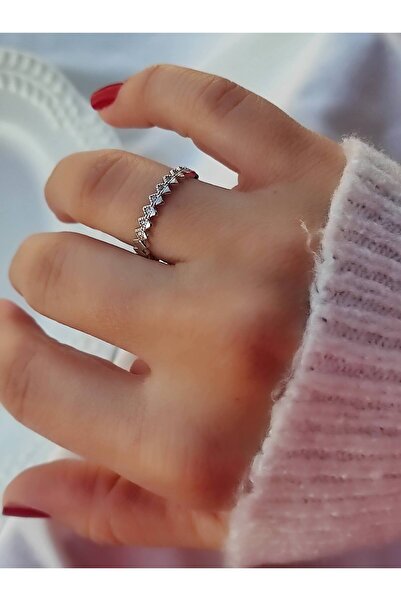 Amabel Jewelerys Taş Detaylı Modern Ayarlanabilir Yüzük ( Anneler Gününe Özel...