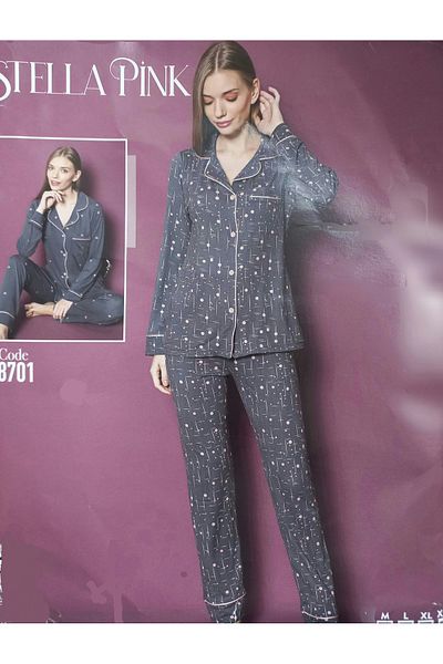 STELLAPİNK SET DE PIJAMASE CU FOTOGRAFIE GRI BAS-SUS (100% BUMBAC)