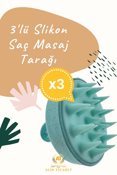 ALİN 3-Pack Hair Care Brush, Hair Scalp Massage Shampoo Comb, Shower Brush Silicone Hair Massage Comb