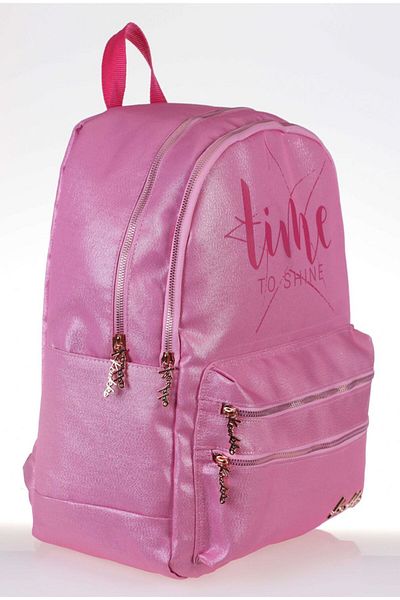 KAUKKO Sparkle Pink Time To Shine Printed School and Daily Backpack