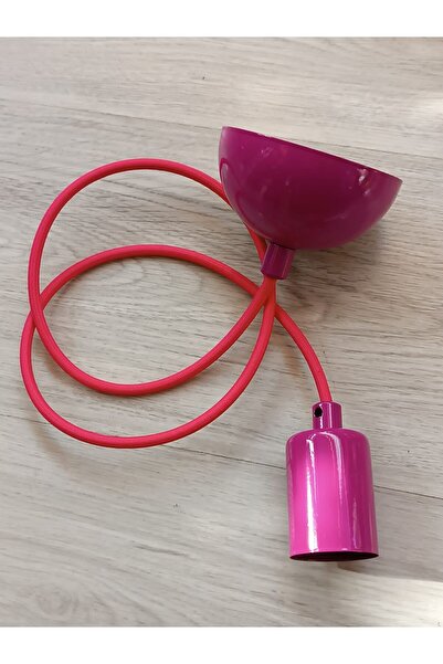 Genel Markalar E27 KARMEN PEMBE RENK DUY  KILIFLI 1 METRE KUMAŞ KABLOLU TAVAN...
