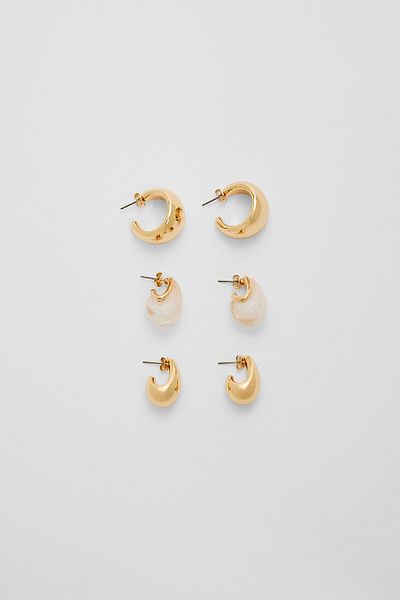 Stradivarius Set of 3 Thick Mini Earrings