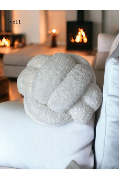 düğüm yastık Puffy Knot Pillow - OFF WHITE (diameter 25 cm)