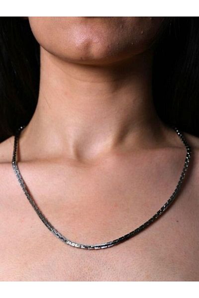 TÜKKAN ACCESSORİES 316L CERRAHİ STEEL 3 MM 60 CM STEEL NECKLACE 3 SIZES INNER SQUARE -COL143